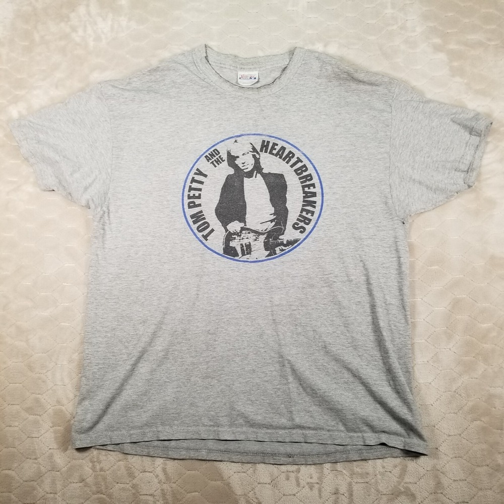 VTG Tom Petty Heartbreakers 2002 The Last DJ Tour T-Shirt Gray XL Faded Hanes